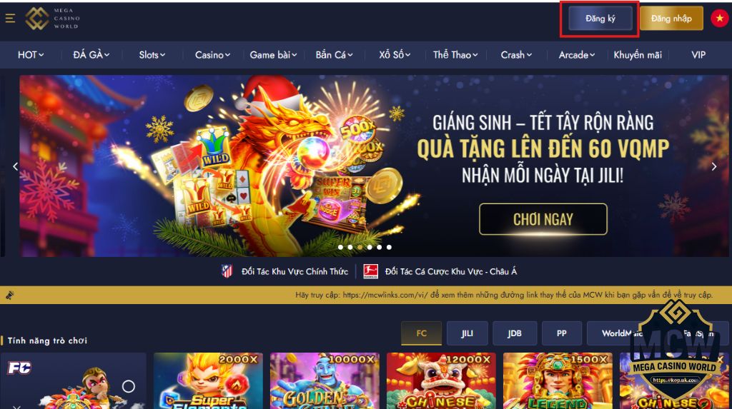 Nhấn Đăng ký tài khoản